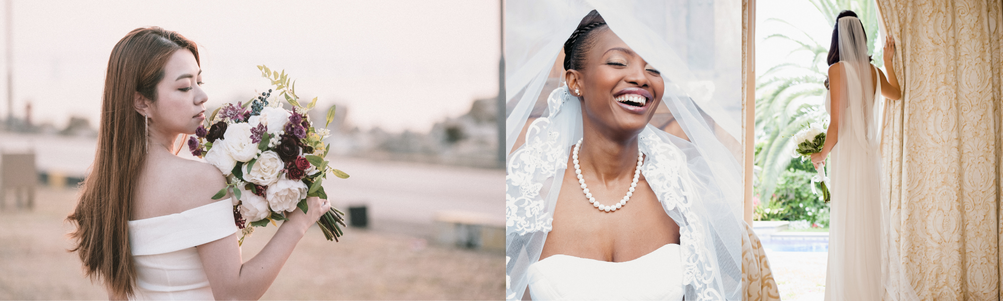 collage of brides in a wedding gown